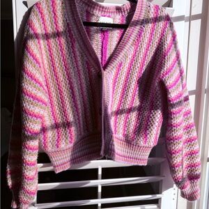 Pink Rose Multicolor Striped Cardigan